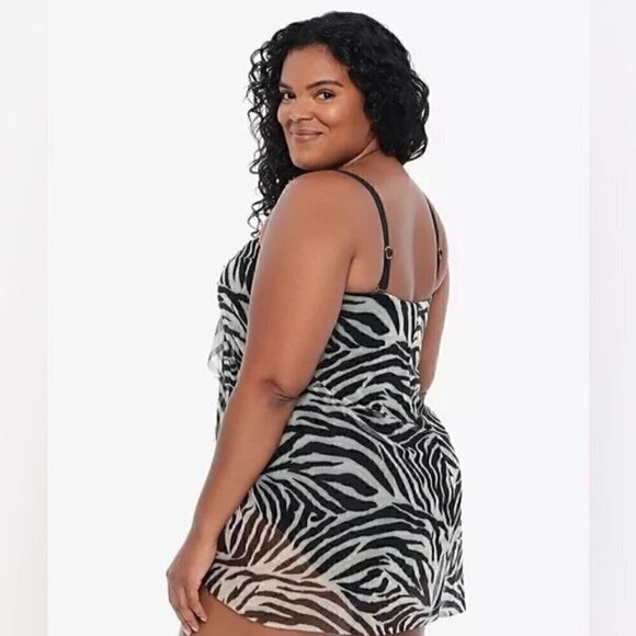 Lauren RALPH LAUREN Plus Size Zebra Print Flyaway One Piece size 18W New - Picture 11 of 13